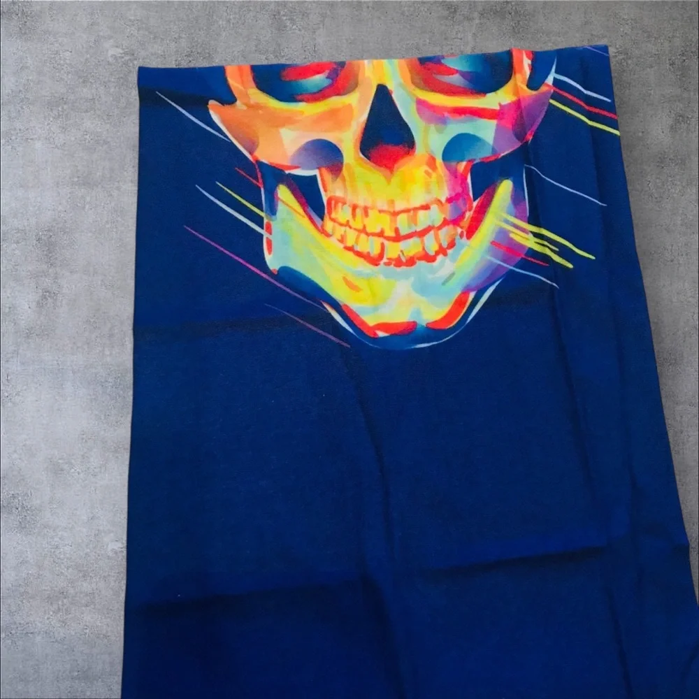 Neon Skull Paint  16 n 1 Neck Gaiter Face Cover Dust Mask Biker Rag